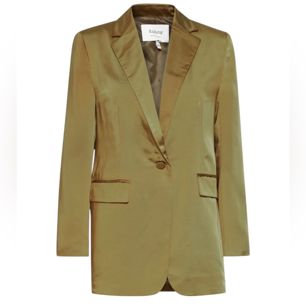 NWT B.‎ Young The Collection Women’s Green Satin Denana Blazer Size 8